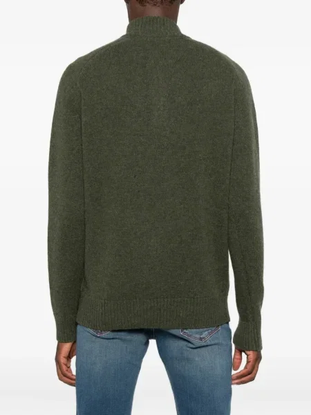 Pulover Barbour de lână de jumătate de fermoar verde