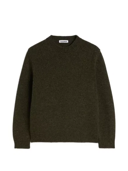 Pulover Jil Sander de lână cu decolteu rotund verde