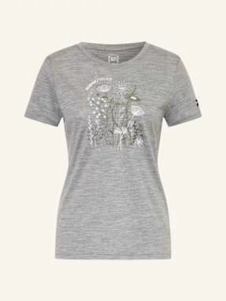 Super.Natural Koszulka Funkcyjna Rock Flowers Z Wełną Merino grau szara