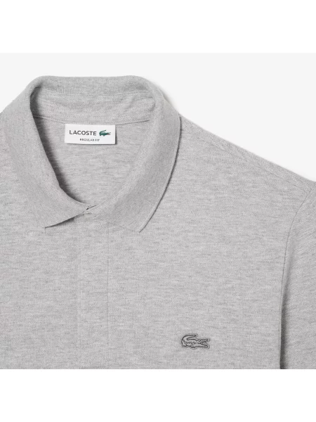 Lacoste Koszulka Polo Z Długim Rękawem Smart Paris Z Elastycznej Bawełny szara