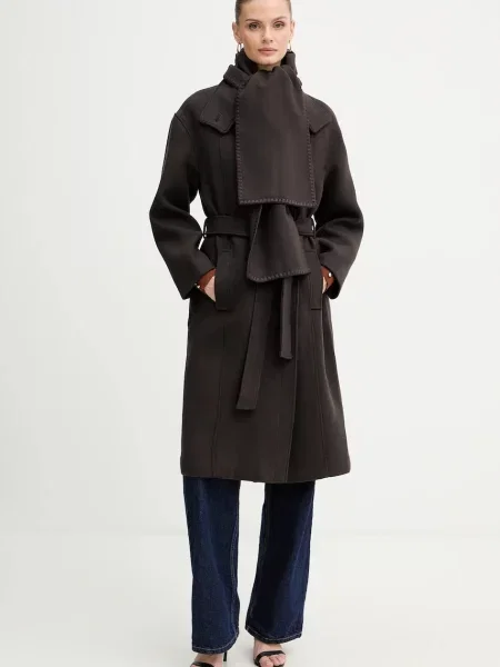 Palton Morgan de lână maro