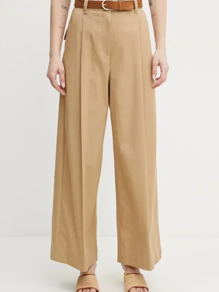 Weekend Max Mara pantaloni de femei lat high waist bej