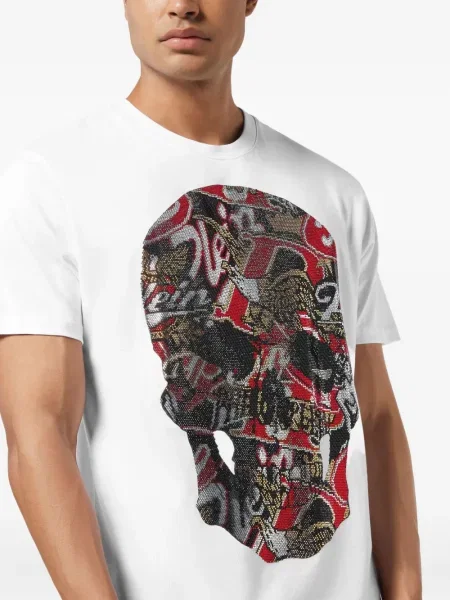 Tricou Philipp Plein cu strasuri alb