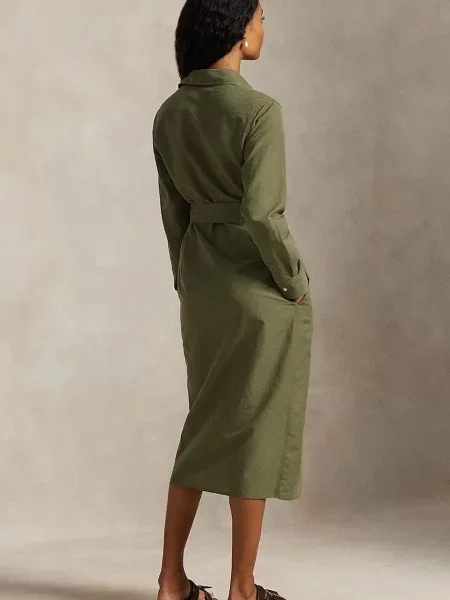 Сукня з додаванням льону Polo Ralph Lauren mini розкльошена зелений