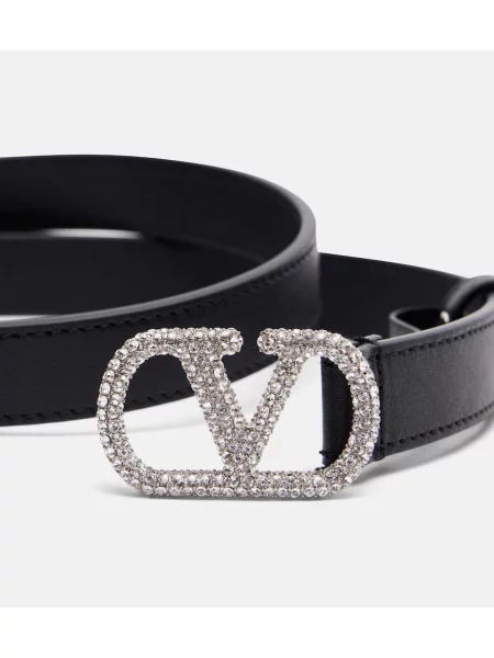 Curea Valentino Garavani din piele de cristal negru