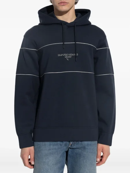 Majica s kapuljačom Emporio Armani s printom plava