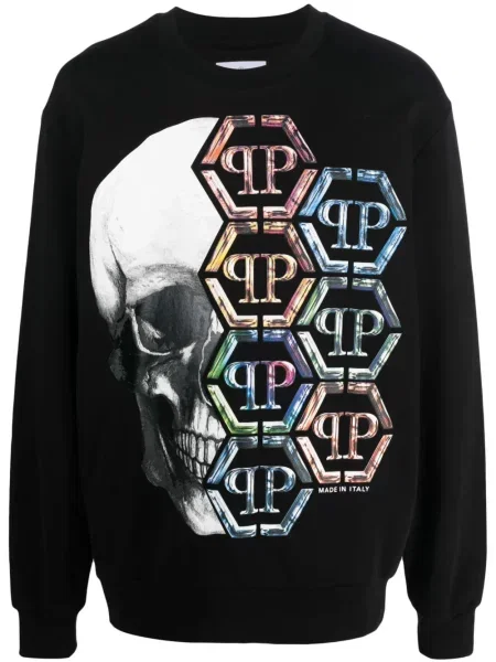 Hanorac Philipp Plein cu imagine negru