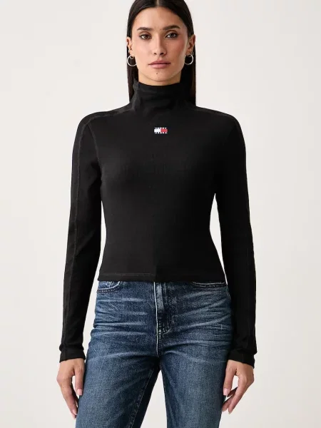 Tricou cu mânecă lungă Tommy Jeans negru