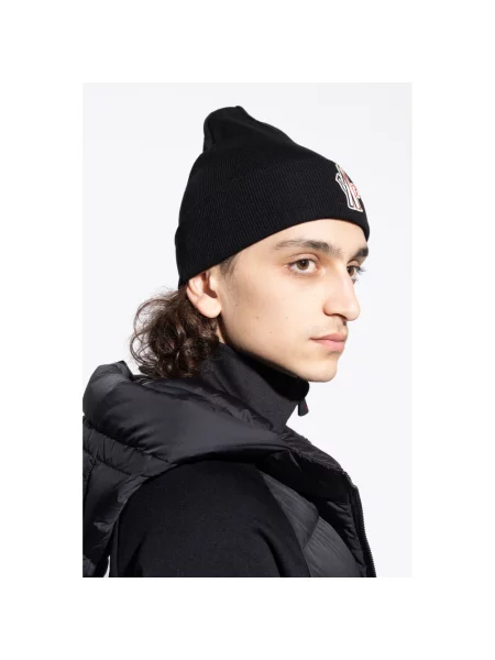 Czapka Moncler wełniana czarna