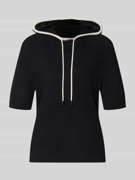 Bluza z kapturem o kroju relaxed fit z mieszanki wełny Marc Cain czarna