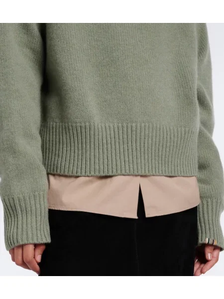 Decupat pulover Extreme Cashmere din cașmir verde
