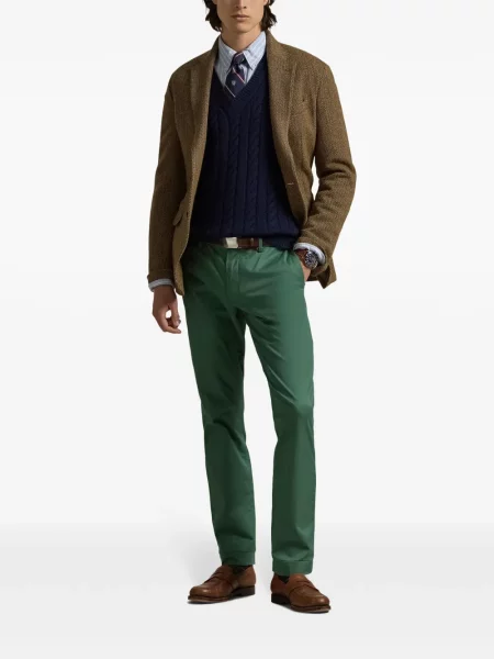 Vlněné dvouřadé polotričko Polo Ralph Lauren s autogramem zelené