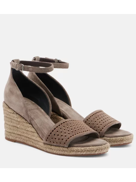 Espadrile Brunello Cucinelli din piele de căprioară gri