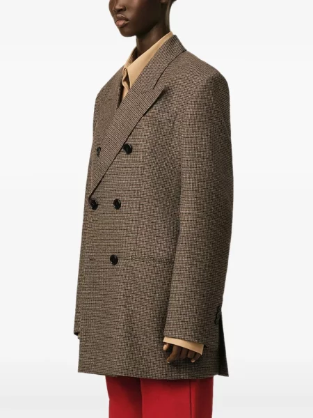 Μάλλινος μπλέιζερ Ami Paris houndstooth διπλόκουμπα καφέ