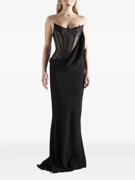 Rochie maxi Mugler drapată negru
