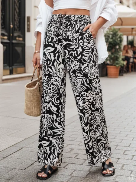 Spodnie materiałowe wide leg TROPICAL SUN Dstreet czarne