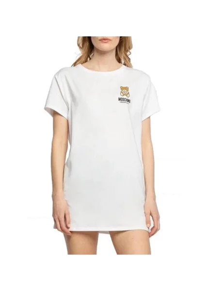 Sukienka koszulowa Moschino typu teddy biała