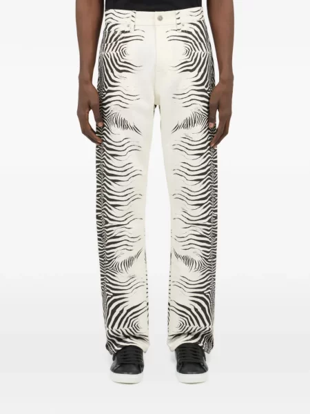 Blugi Roberto Cavalli cu imagine cu model zebră alb