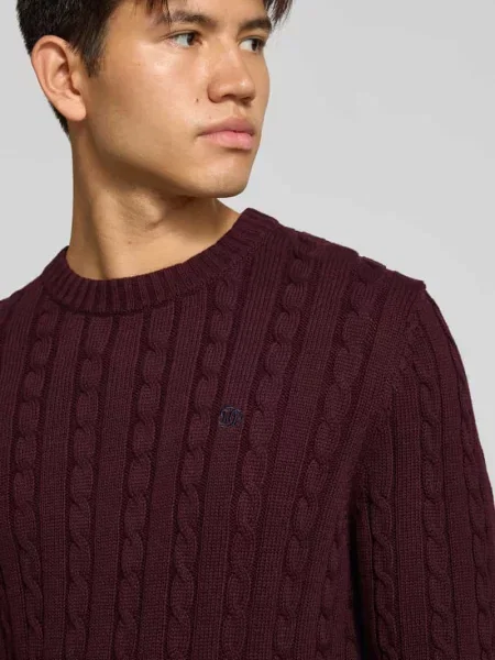Sweter z dzianiny ze ściegiem warkoczowym i okrągłym dekoltem Superdry