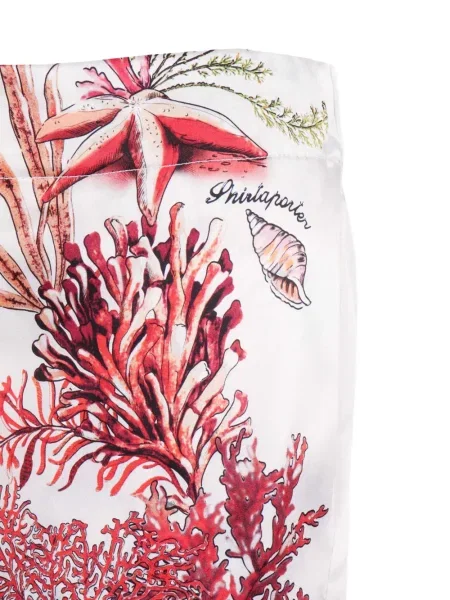 Palazzo hlače Shirtaporter s cvjetnim printom s printom bijela