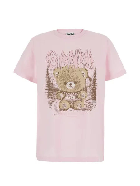 Tricou Ganni cu imagine roz