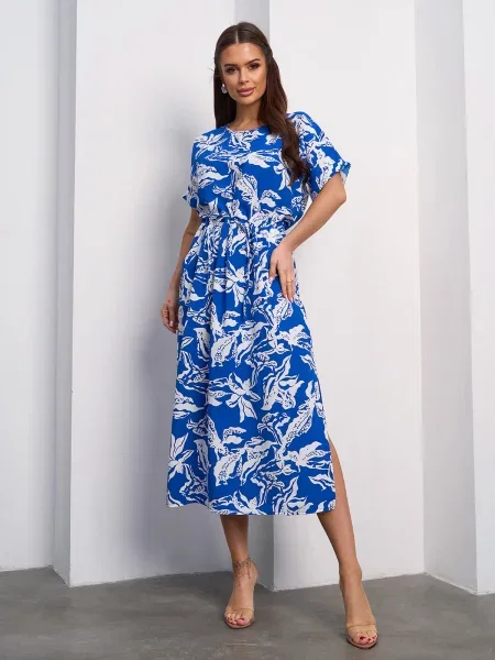 Лляна Сукня міді ISSA Plus синій