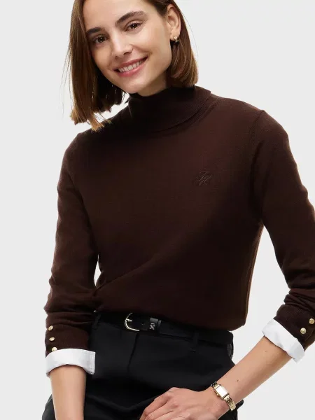 Шерстяная водолазка Tommy Hilfiger для гольфа коричневая