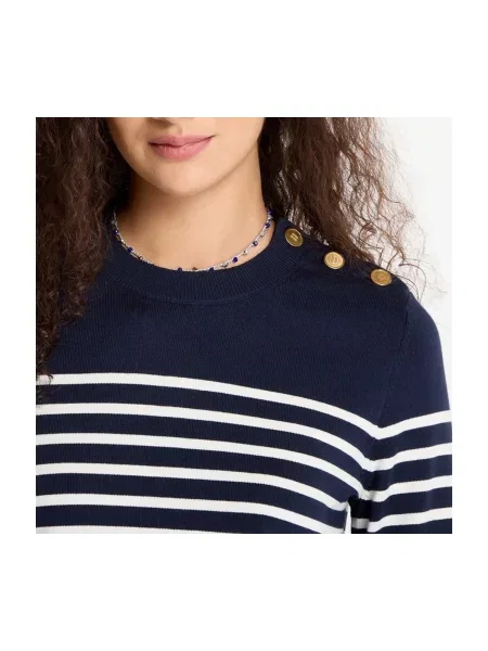 Svetr Tommy Hilfiger Co Jersey Mid Gg Ls Gold Btn Swt Navy/ White L bílý