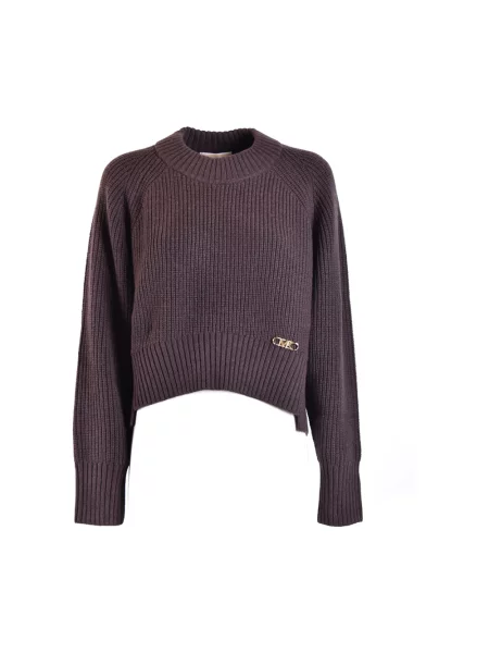 Krótki sweter Michael Kors wełniany brązowy