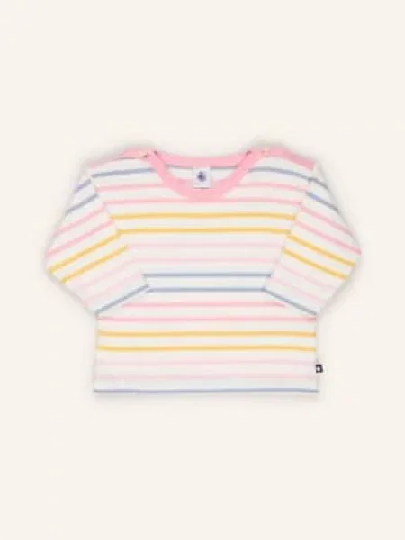 Petit Bateau Tričko S Dlouhým Rukávem / růžová / žlutá bílá