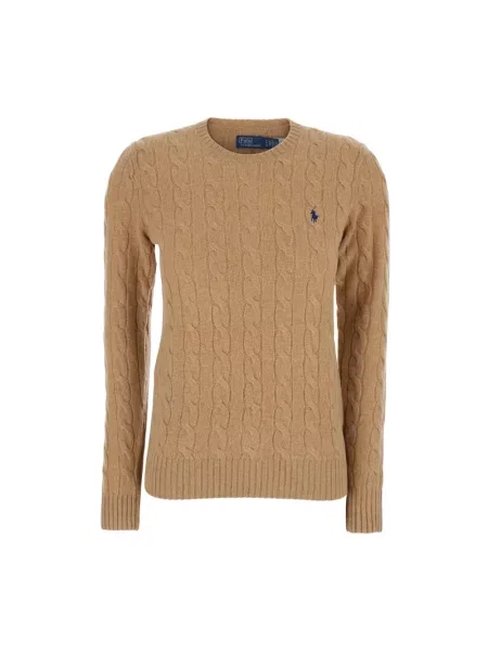 Polo Ralph Lauren Sweter z zawartością kaszmiru Kobiety Kaszmir beżowy jednolity S brązowy