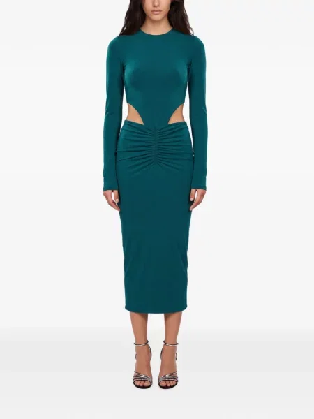 Rochie midi The Andamane cu volane albastru