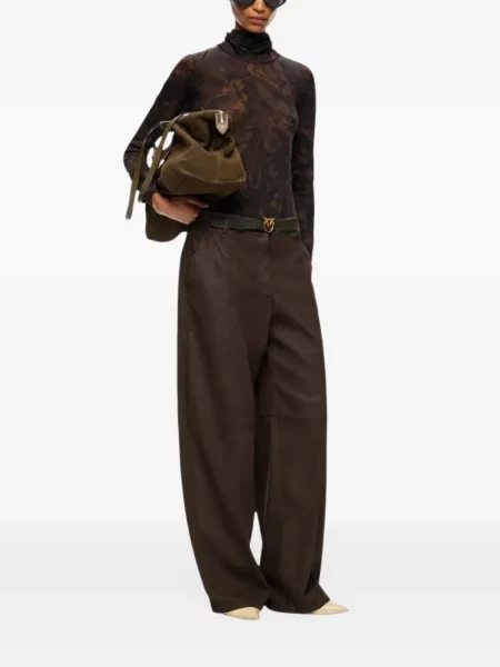 Pantaloni Pinko din piele maro