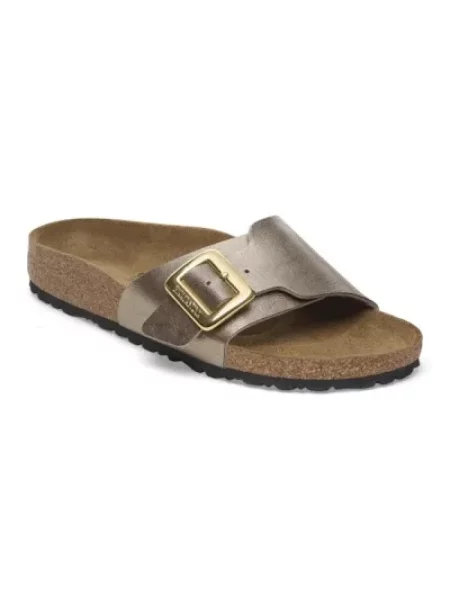 Klapki Birkenstock na sprzączkę brązowe