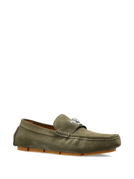 Pantofi loafer Versace din piele de căprioară verde