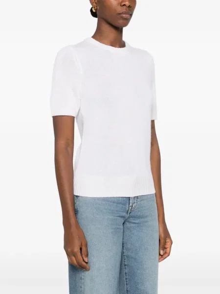 Tricou Allude tricotate scurt alb