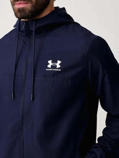 Férfi dzseki Under Armour Rival Woven Windbreaker midnight navy/midnight navy/white. Méret: L fehér