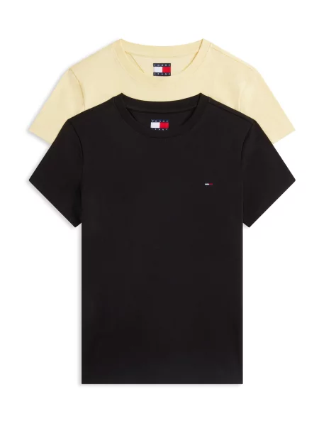 Tommy Jeans Tricou galben deschis negru