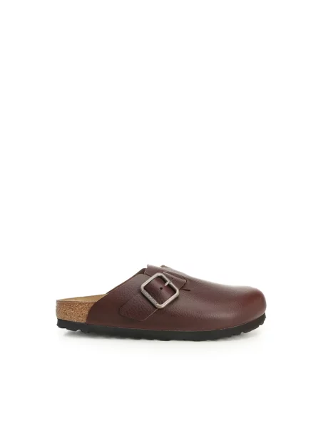 Klapki Birkenstock skórzane brązowe