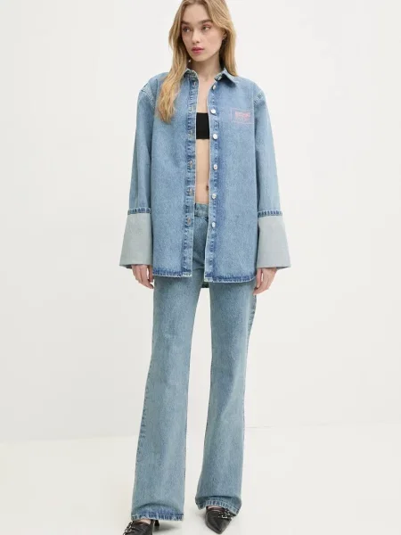 Moschino Jeans koszula jeansowa relaxed z kołnierzykiem klasycznym niebieski
