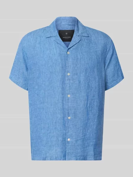 Koszula lniana w kroju regular fit model LAWRENCE' Jack & Jones Premium niebieska