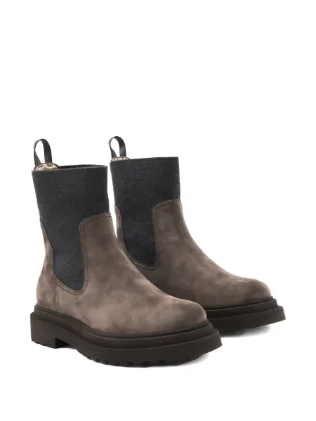 Botine chelsea Brunello Cucinelli din piele de căprioară maro
