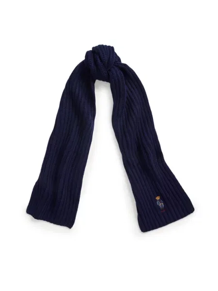 Polo Ralph Lauren szalik wełniany gładki granatowy