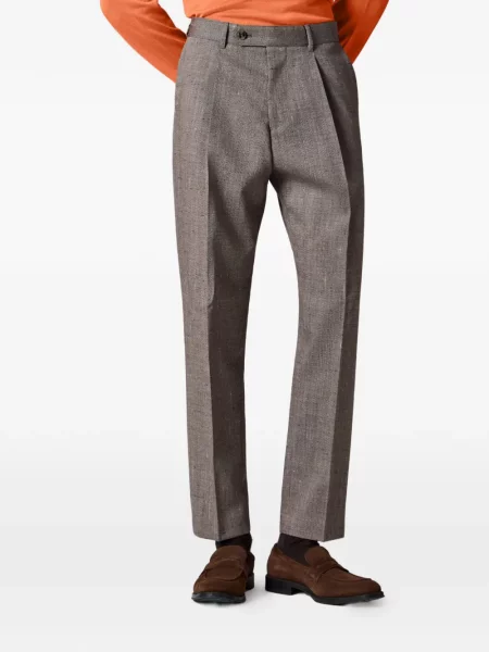 Pantaloni Paul Smith plisate conici maro