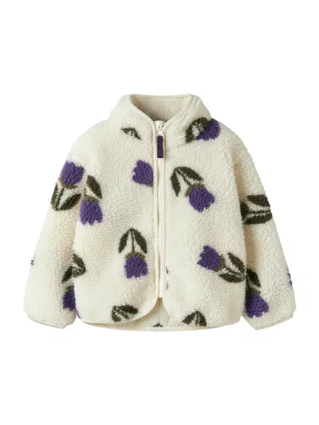 NAME IT Jachetă fleece verde închis / mov închis / murdar alb
