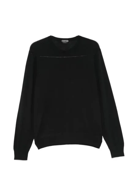 Lung pulover Tom Ford cu decolteu rotund negru