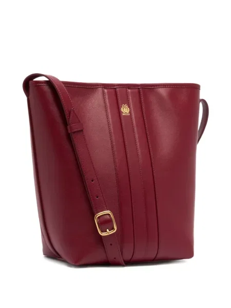 Кожена чанта тип bucket Bally червено