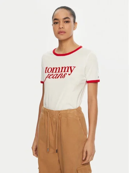 Tommy Jeans Marškinėliai Relaxed Fit balta