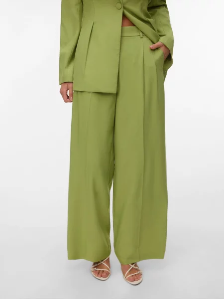 VERO MODA Klostuotos kelnės VMNANCY alyvuogių