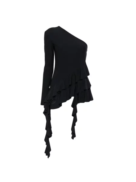 Top Love Moschino cu volane cu un umăr gol negru